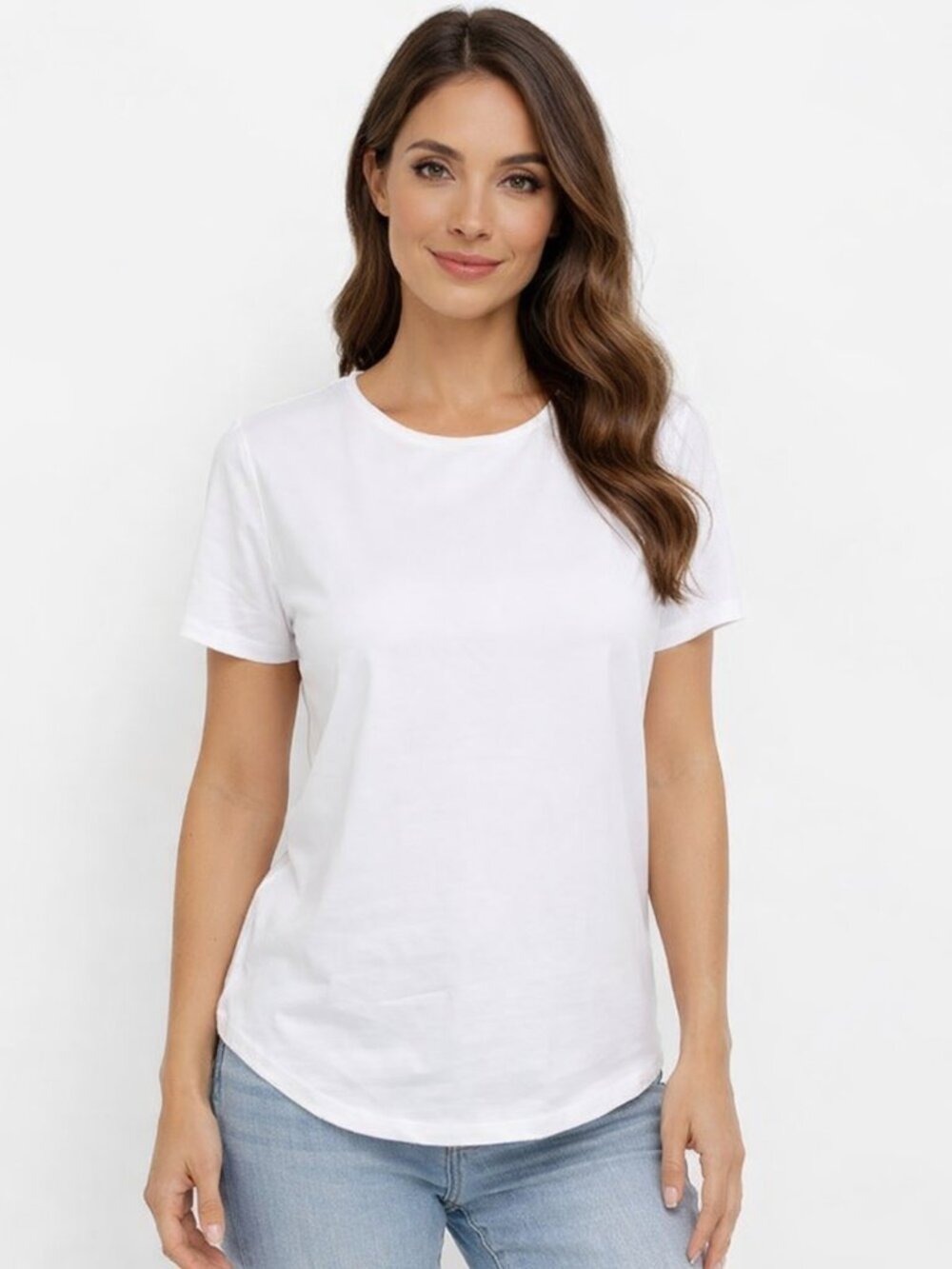 Halogen White Short Sleeve Crew Neck Top Large